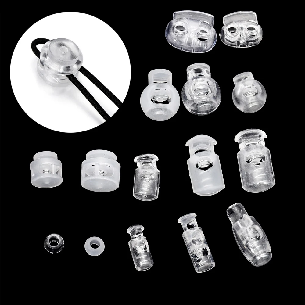 Top Trends: 10pcs Cord Lock Plastic Stopper Cord Ends Toggles Clip Buckle Transparent Clear Frost For Shoelace Clothing DIY Bag Accessories Shoppable Styles