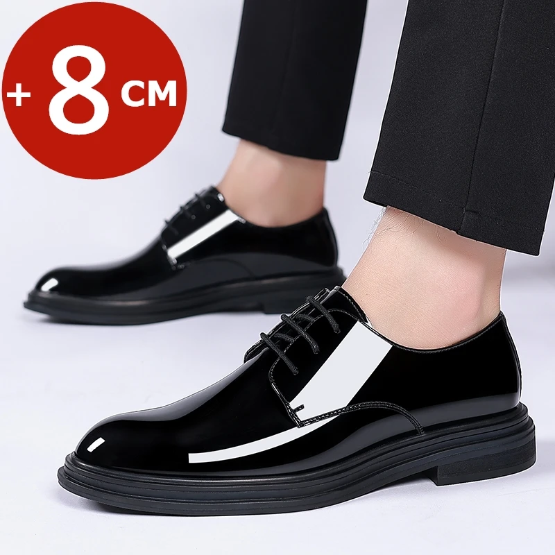 Top Trends: Yeinshaars New Men 6 / 8cm Derby Shoes Patent Leather Height Increase Men Dress Shoes Formal Elevator Business Shoes Bright Upper Shoppable Styles