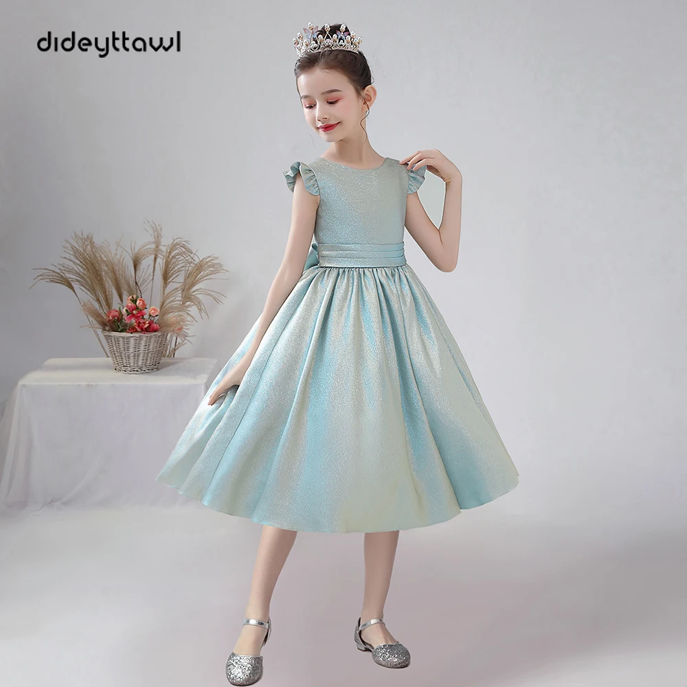 Top Trends: Dideyttawl Short Sparkly Satin Girl Dress Knee Length Junior Concert Birthday Party Pageant Gown Children Wedding Dress Shoppable Styles