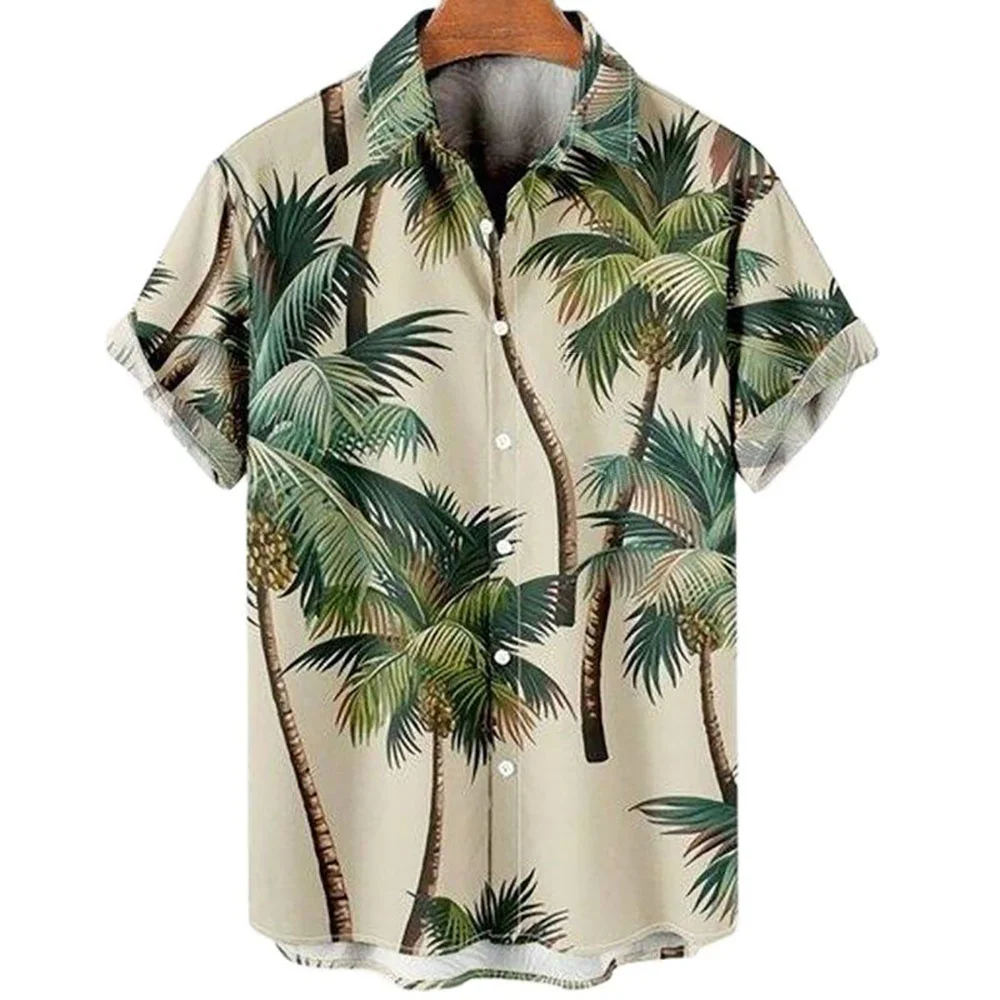 Top Trends: Men&#039;s Blouse 3D Printing Summer Coconut Tree Pattern Hawaiian Oversized Comfortable Casual Tops Short Beach Clothing Street Wear Shoppable Styles