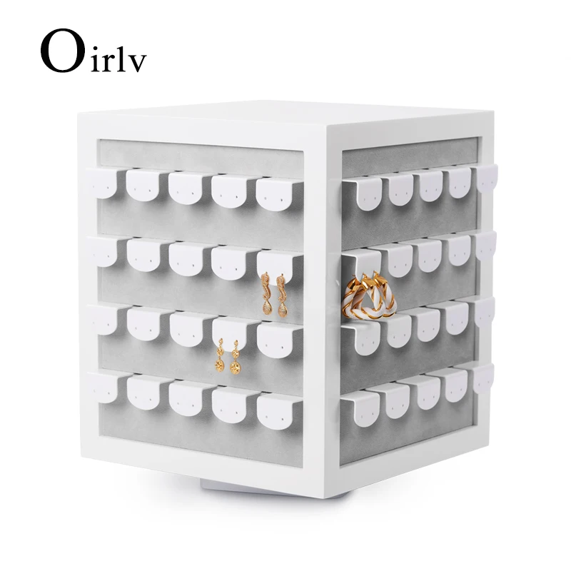 Top Trends: Oirlv Rotating Earring Display Stand Wood Earrings Stand Display Rack Velvet Earring Holder Wood Rotatable Jewelry Display Stand Shoppable Styles