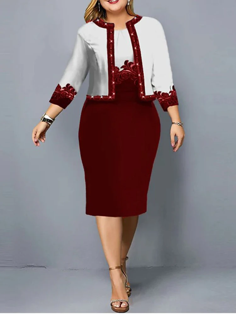 Top Trends: African Dress Set Clothes Women 3 / 4 Sleeve Jacket Tops And Dress Suit Autumn New Print Fashion Office Lady African Outfits 2022 Shoppable Styles