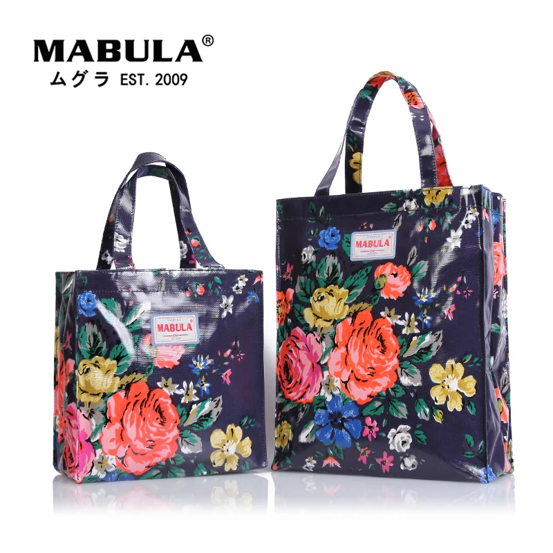 Top Trends: MABULA Boho Flower Print Women PVC Shopping Bag Eco Friendly Reusable Tote Beach Handbag Casual Waterproof Student Book Purse Shoppable Styles