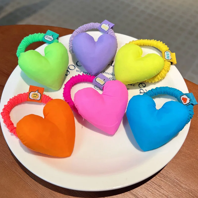 Top Trends: Women Hair Ties Cartoon Sweet Heart Elastic Hair Band Colorful Rubber Bands Girl Korean Hair Accessories Scrunchies Wholesale Shoppable Styles - Image 3