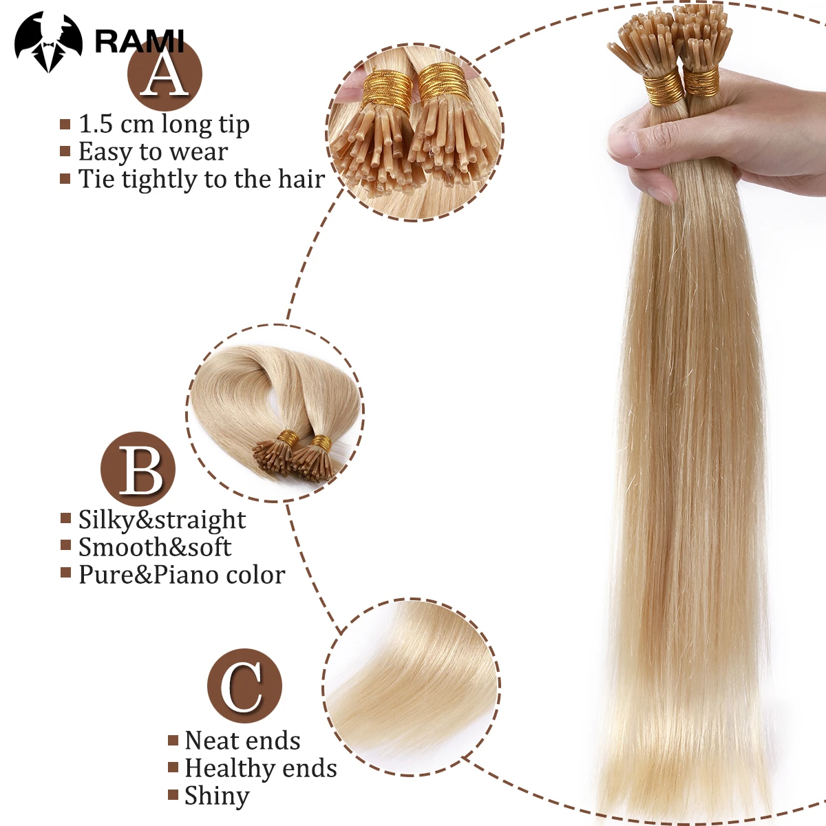 Top Trends: Human Hair Extensions 1.2cm Keratin Natural Straight Hair Extension I Tip Hair Pre Bonded Stick Tip Micro Ring Beans Women Hair Shoppable Styles - Image 2