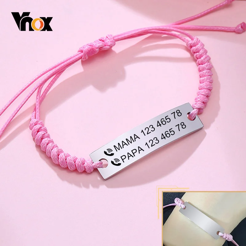 Top Trends: Vnox Customize Baby ID Bracelets For Girls Boys, Adjustable Braided Rope Stainless Steel Bangle, New Born Personalized SOS Gift Shoppable Styles