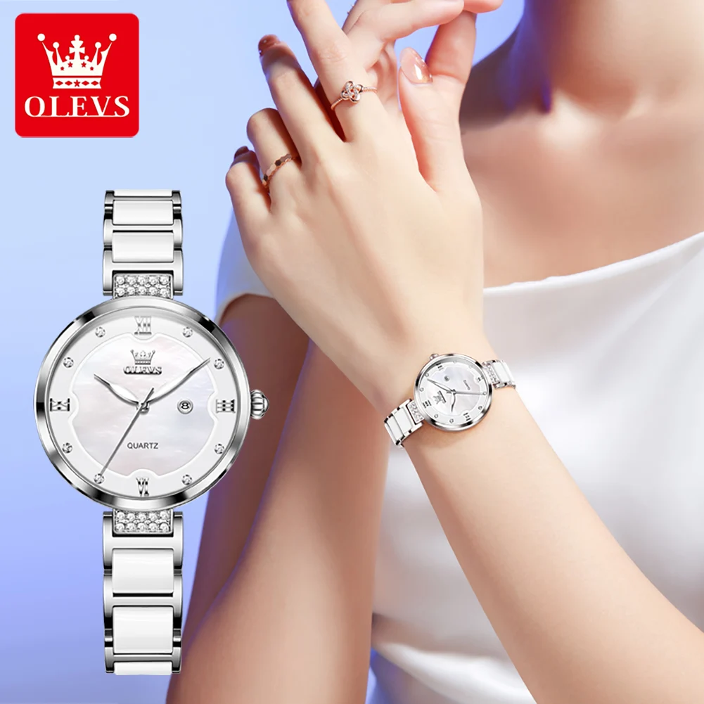 Top Trends: OLEVS 5589 New Dress Quartz Watch For Women 36mm Big Dial Waterproof Luxury Woman Watches Diamond Calendar Ladies Hand Clock Shoppable Styles