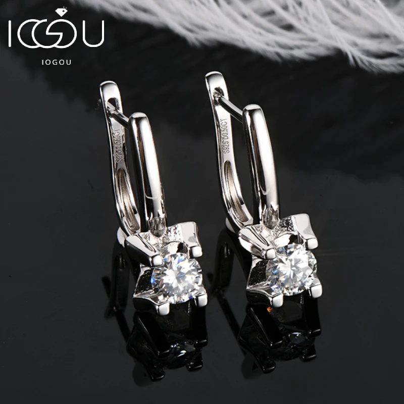 Top Trends: IOGOU Earrings 2023 Trend New Moissanite Dangle Huggie Earring 100% 925 Sterling Silver Hoops Woman Original Jewelry For Girls Shoppable Styles