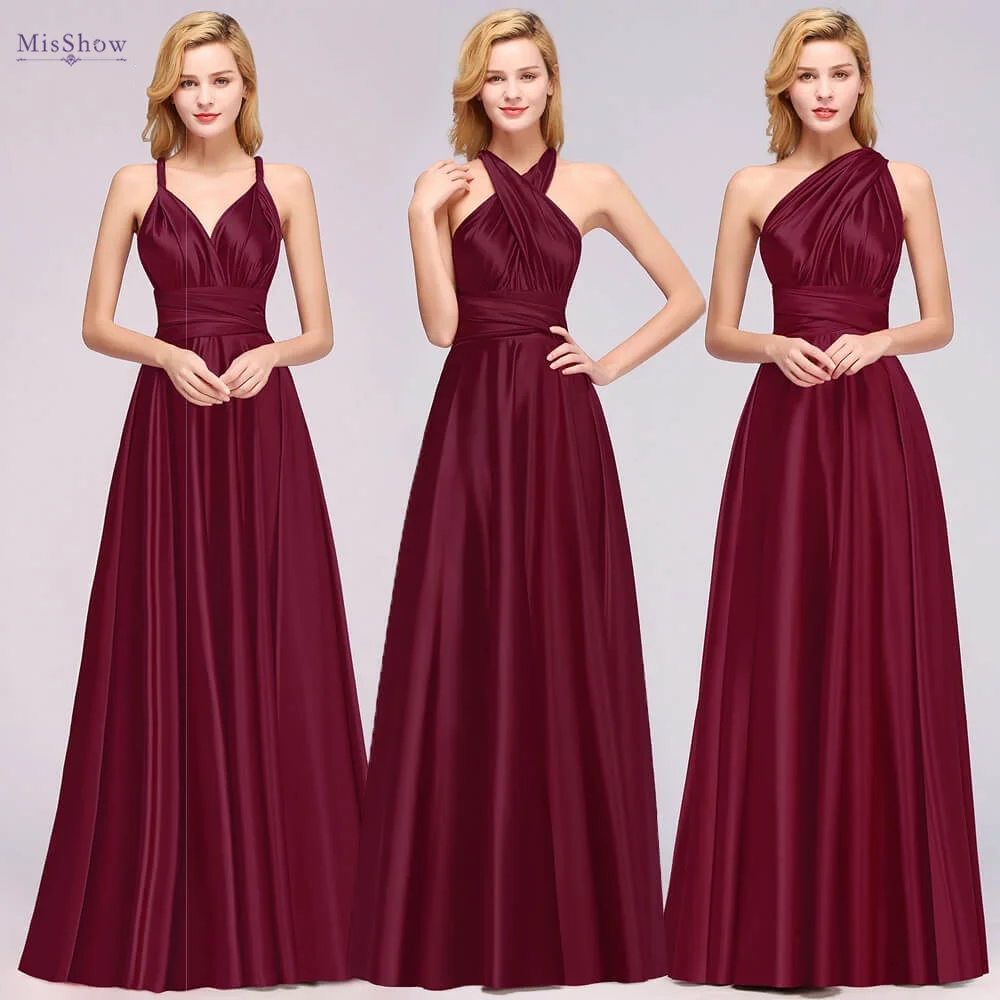 Top Trends: Plus Size Bridesmaid Dresses Women 2023 Infinity Dress Convertible Sexy Backless Multiway Milk Silk Wedding Evening Party Gowns Shoppable Styles