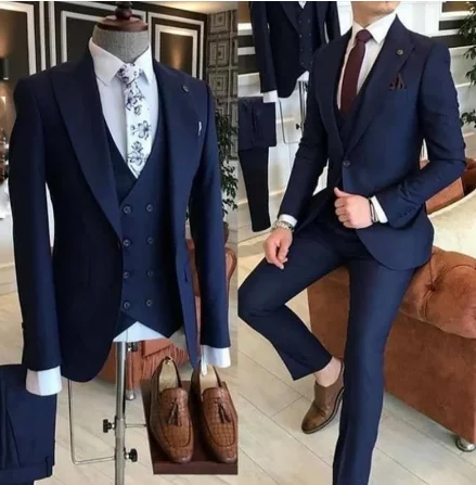 Top Trends: Groom Wear 3 Pieces Gray Men Suits 2023 Slim Fit Peak Lapel One Button Tailor Made Terno Masculino (Jacket+ Pants+ Vest) Shoppable Styles - Image 4