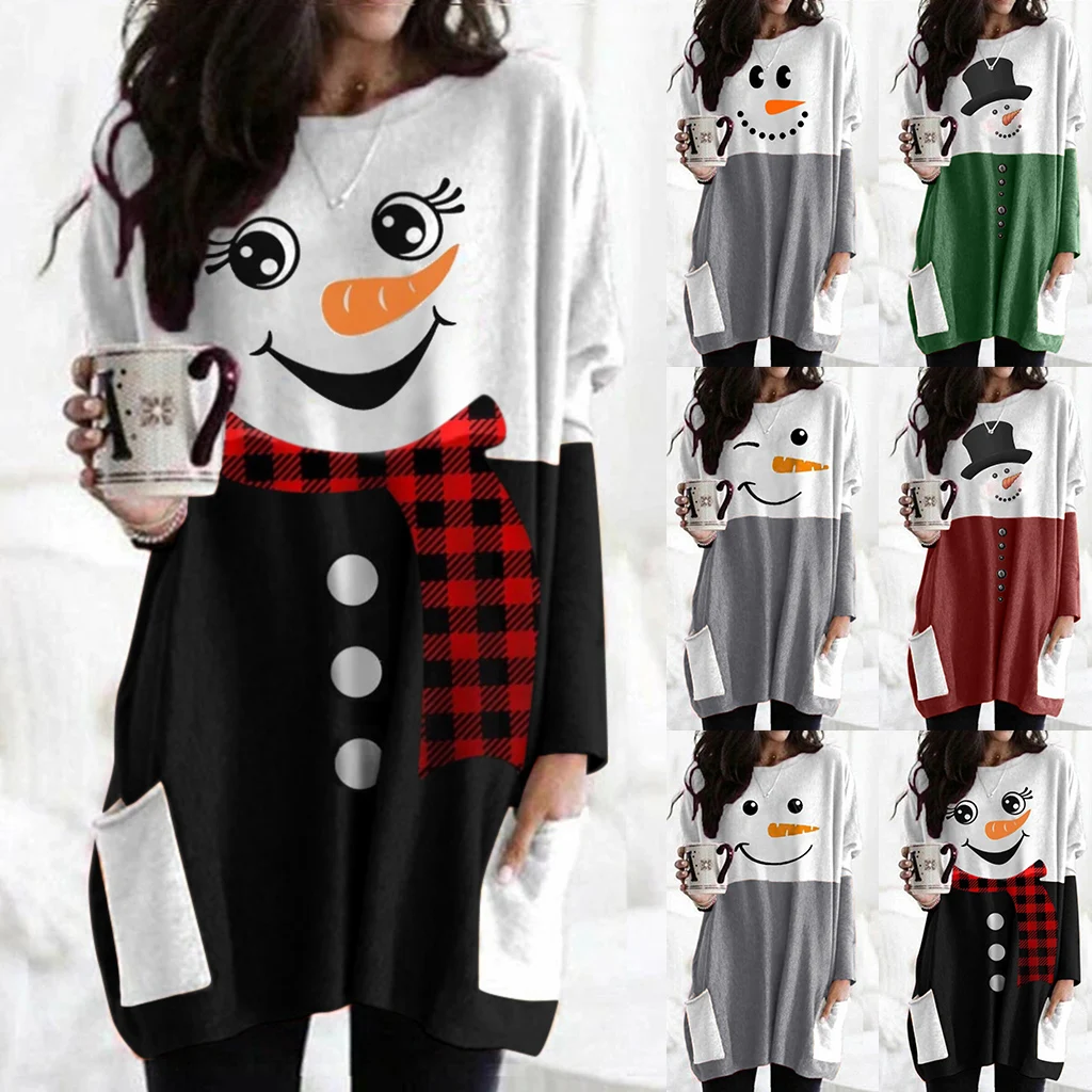 Top Trends: Autumn And Winter Women&#039;s New Christmas Snowman Print Long Sleeve Dress Women Long Dresses For Women Shoppable Styles