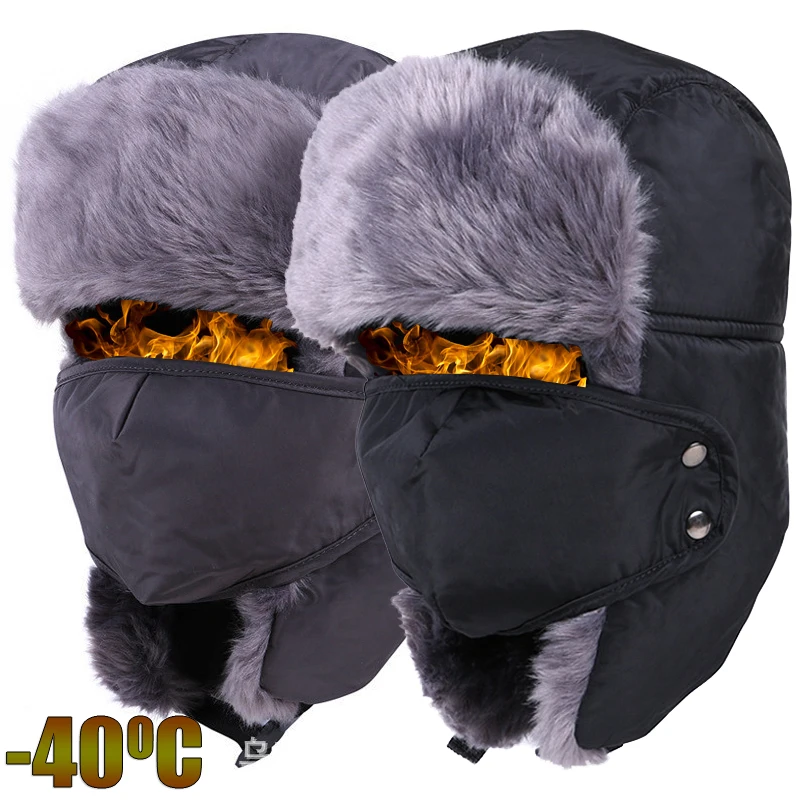 Top Trends: New Plus Velet Warm Thicken Faux Fur Bomber Hat Men Women Ear Flap Cap Ski Thermal Bonnets Hats Caps Winter Extreme Cold Weather Shoppable Styles