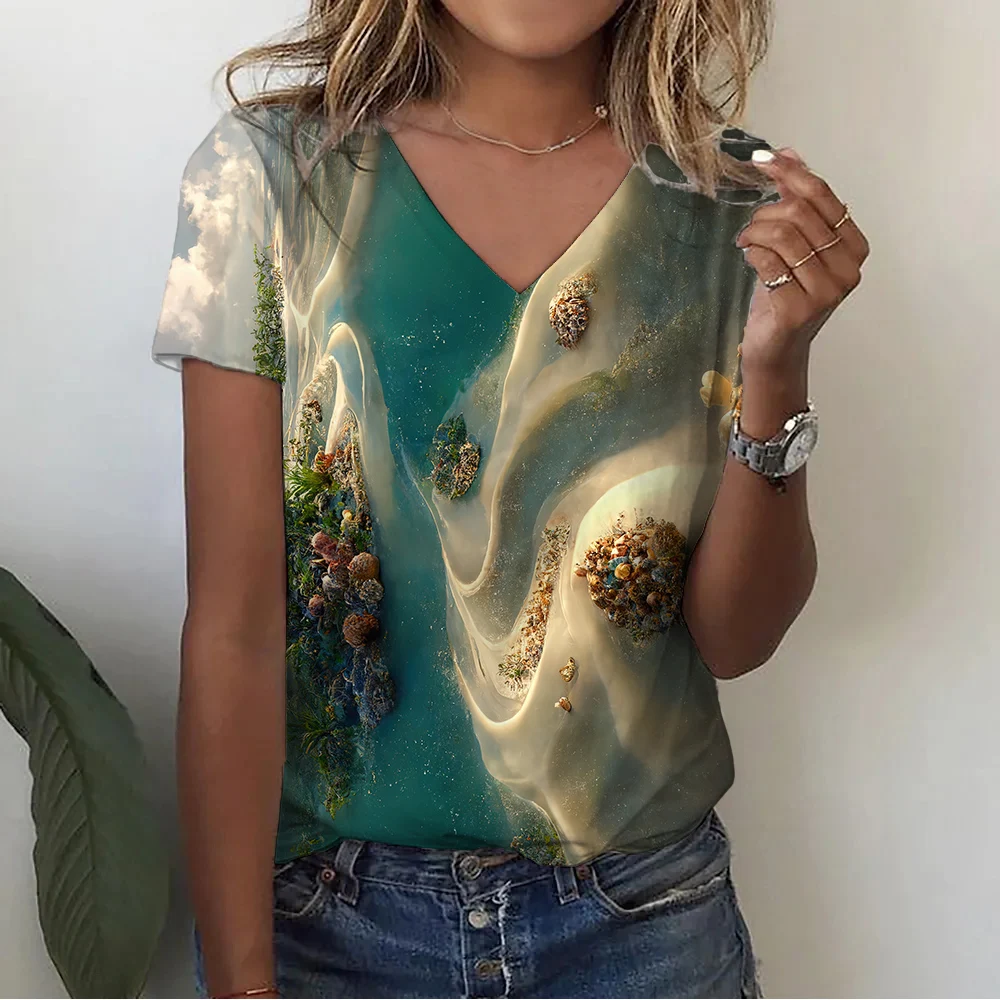 Top Trends: Women's T-shirt Summer Fashion Femal Tops Tees 2023 Latest Vintage Marble Flower Print Clothing Plus Sized Girls Y2k Clothes Shoppable Styles