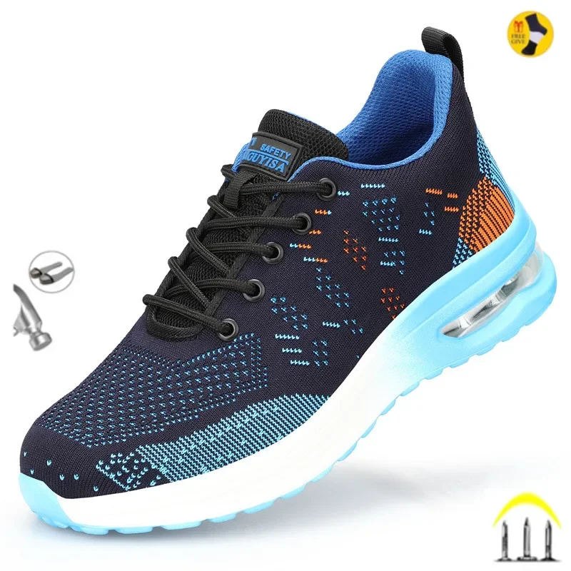 Top Trends: Breathable Men Work Safety Shoes Steel Toe Cap Air Cushion Working Boots Construction Indestructible Work Sneakers Men Shoes Shoppable Styles