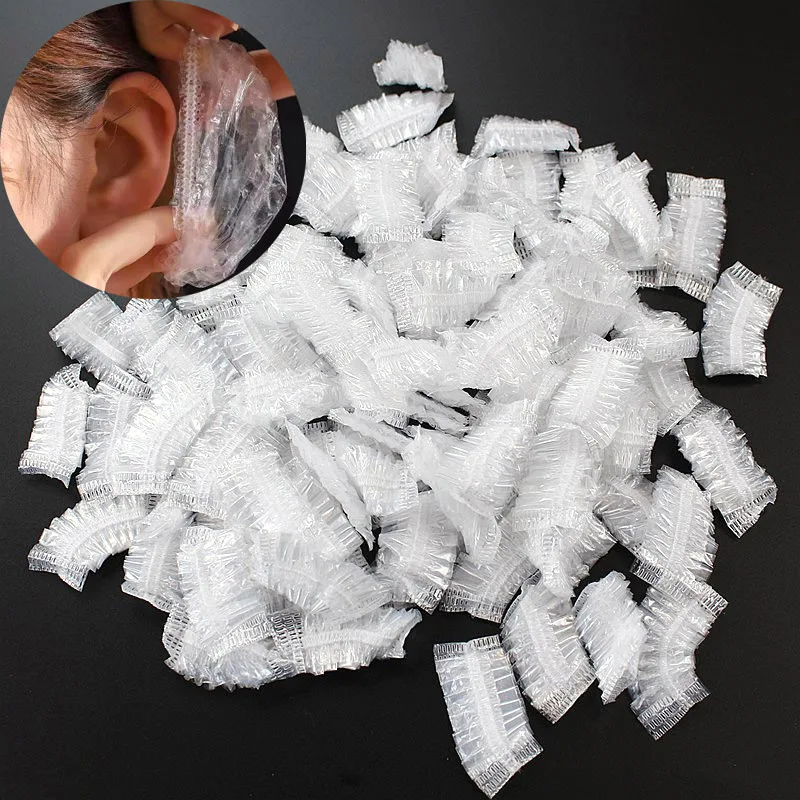 Top Trends: 100PCS / 50pair Disposable Waterproof Ear Cover Hairdressing Earmuffs Elastic Ear Sleeve Bath Shower Dying Hair Ear Protector Shoppable Styles