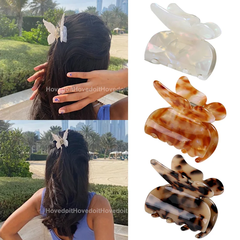 Top Trends: Sweet Butterfly Hair Claw Acetate Hair Clip For Women Girls Fashion Hair Accessories Tie-Dye Hair Claw Clips Crab Hair Clamps Shoppable Styles