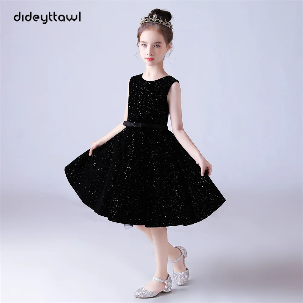 Top Trends: Dideyttawl Formal Dress For Kids Girl Birthday Party Princess Gowns Shiny Sleeveless Knee-Length Vintage Flower Girl Dresses Shoppable Styles - Image 3