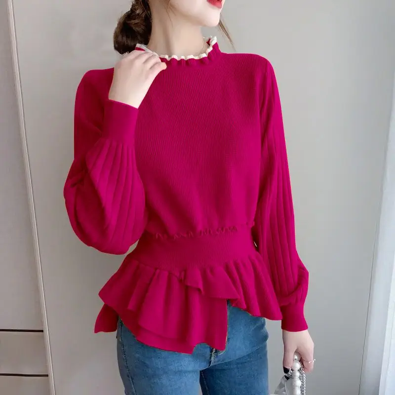 Top Trends: Fashion Ruffles Spliced Knitted Folds Asymmetrical Sweaters Women's Clothing 2022 Autumn New Loose Casual Pullovers Korean Tops Shoppable Styles