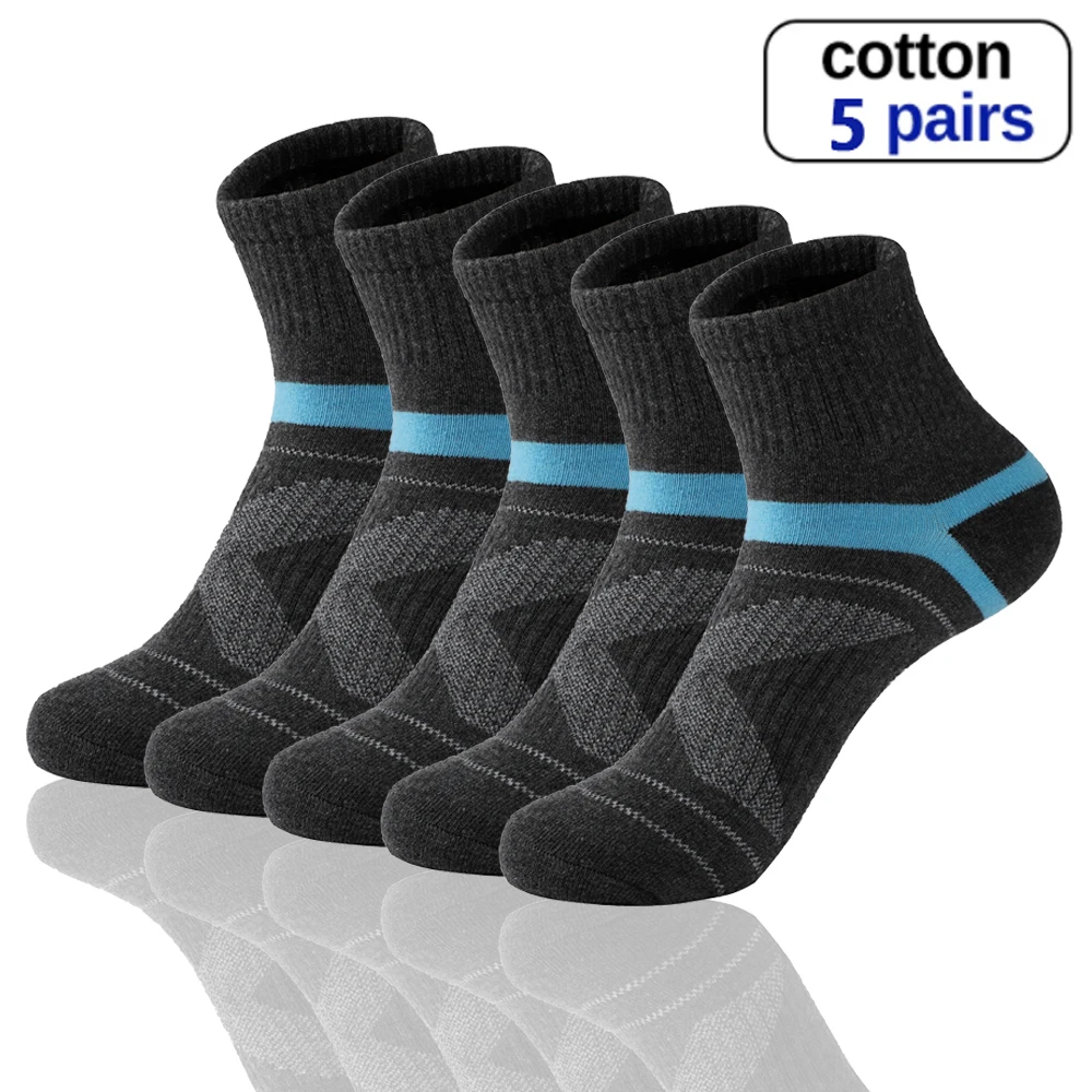 Top Trends: Men Socks Set 5 Pairs Dark Grey Cotton Sport Socks Men Bike Socks Basketball Luxury Fashion Running Pack Men Socks Shoppable Styles