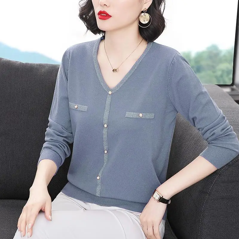 Top Trends: Fashion V-Neck Spliced Button Loose Korean Blouse Women&#039;s Clothing 2023 Spring New Casual Pullovers Commute Shirt Shoppable Styles