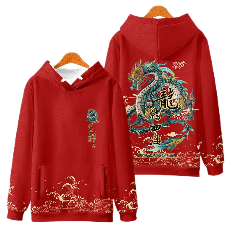 Top Trends: 2024 Happy New Year Hoodies For Men Clothes Ethnic Chinese Tracksuit China Red Dragon Graphic Sweatshirts Boy Pullovers Hoody Shoppable Styles