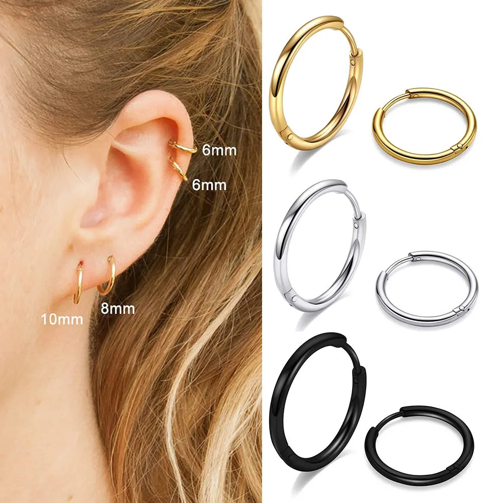 Top Trends: Surgical Stainless Steel Small Hoop Earrings For Women Men 1.6mm Tube Huggie Earrings Cartilage Helix Lobes Earrings Nose Rings Shoppable Styles