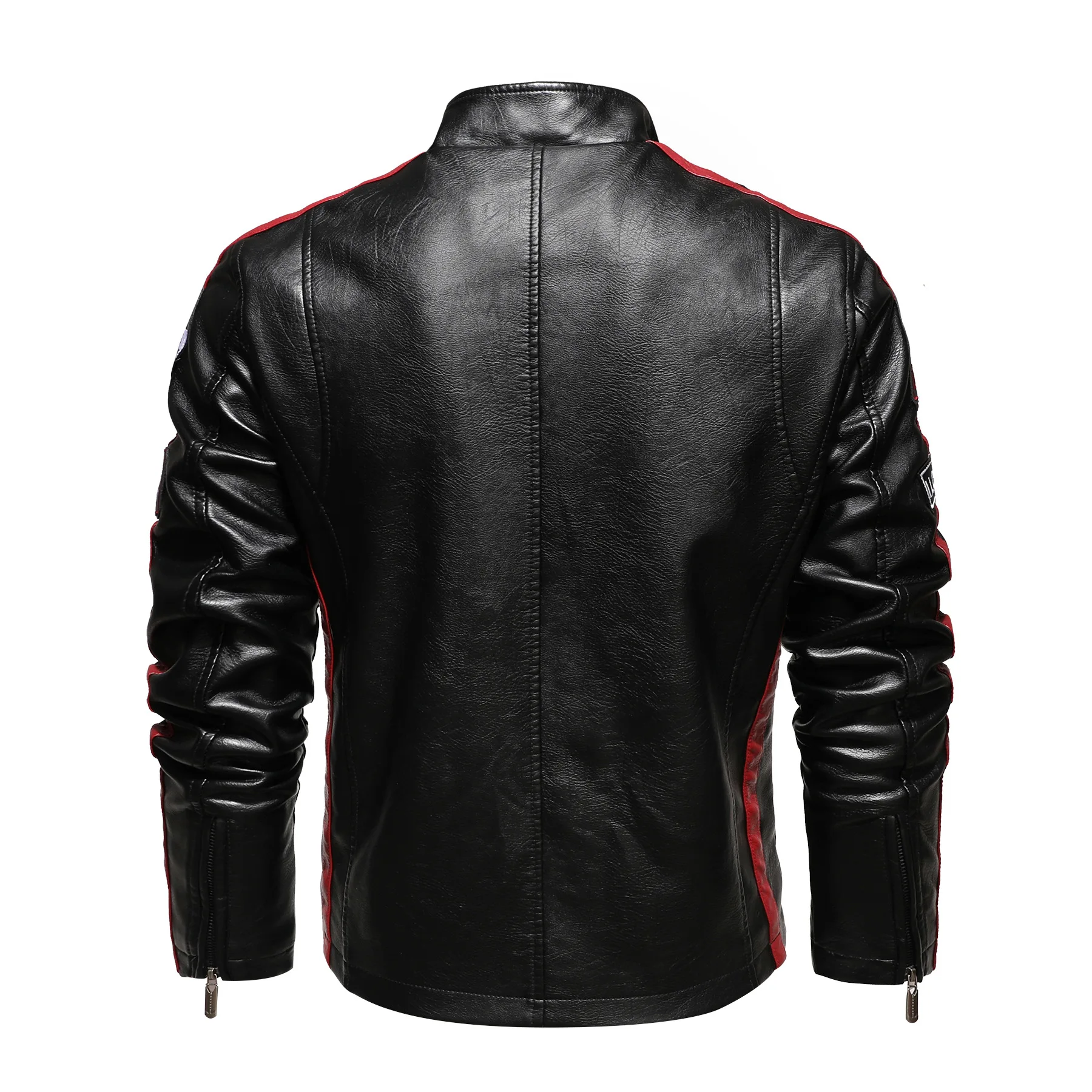 Top Trends: Autumn Men's Motorcycle Leather Jacket Casual Patchwork Vintage Overcoat Biker PU Embroidery Bomber Zipper Fleece Jackets Male Shoppable Styles - Image 5