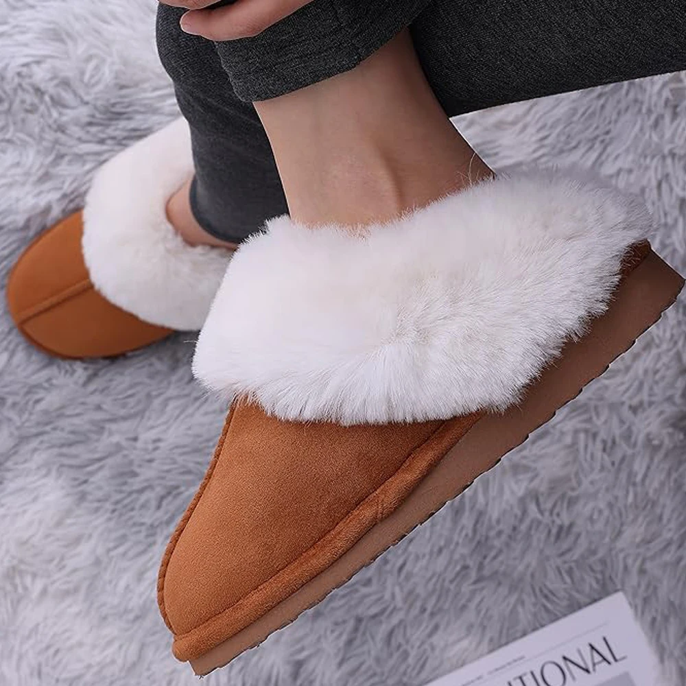 Top Trends: Comwarm Fluffy Fur Slippers For Women Men Furry Fuzzy Home Flats Shoes Winter Plush Slippers Indoor Couple Cozy House Fur Shoes Shoppable Styles