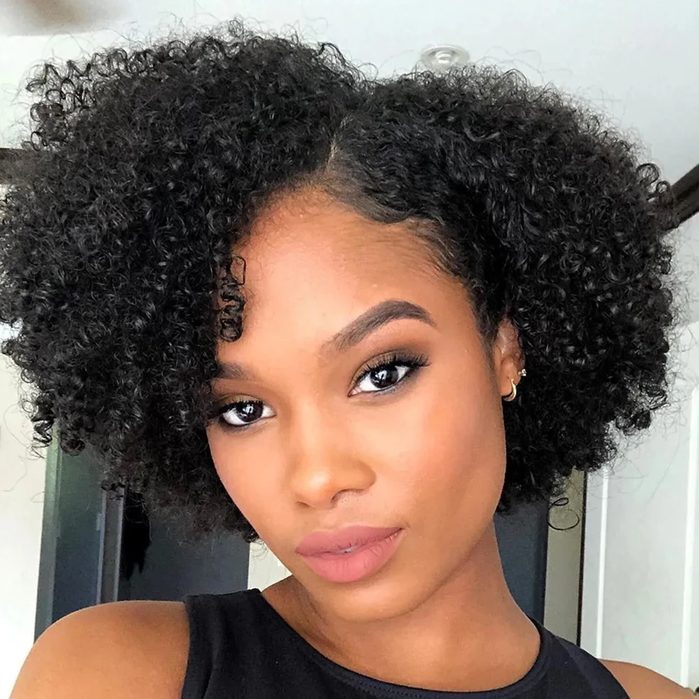 Top Trends: Afro Kinky Curly Wig Brazilian Human Hair Wigs For Women Short Pixie Cut Short Curly Bob Wigs Cheap Full Machine Made Natural Shoppable Styles