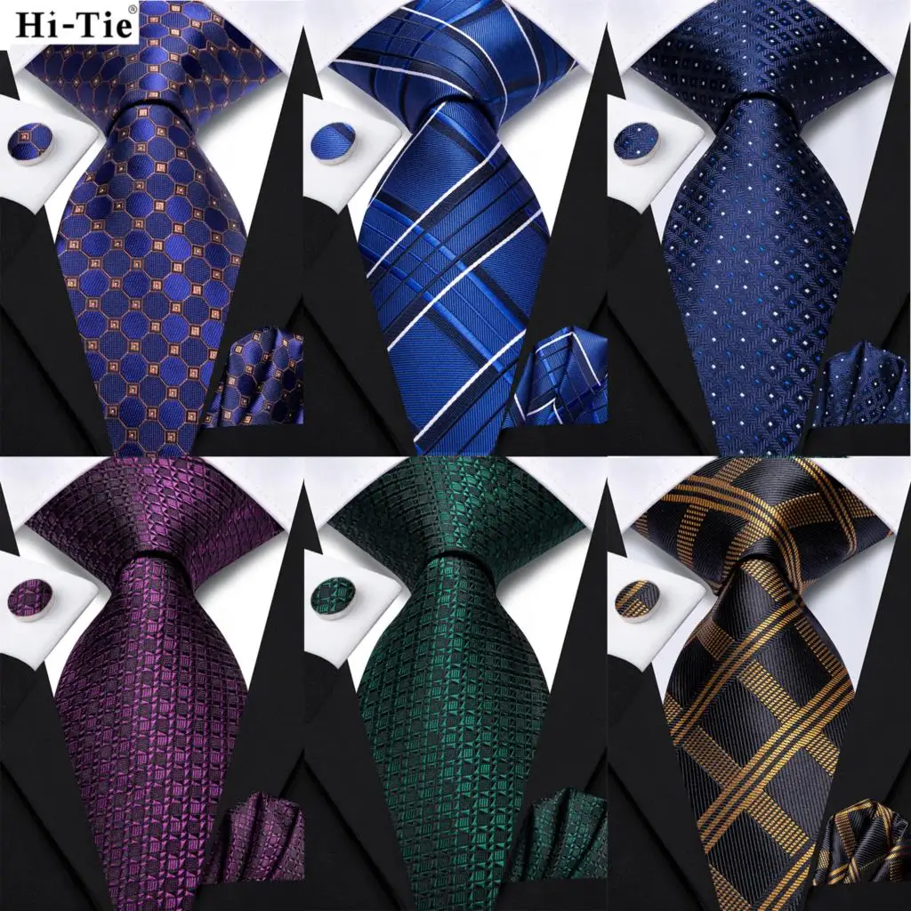 Top Trends: Hi-Tie Royal Blue Dot Silk Elegant Tie For Men Groom Wedding Men Necktie Pocket Square Cufflink Accessory Wholesale Designer Shoppable Styles