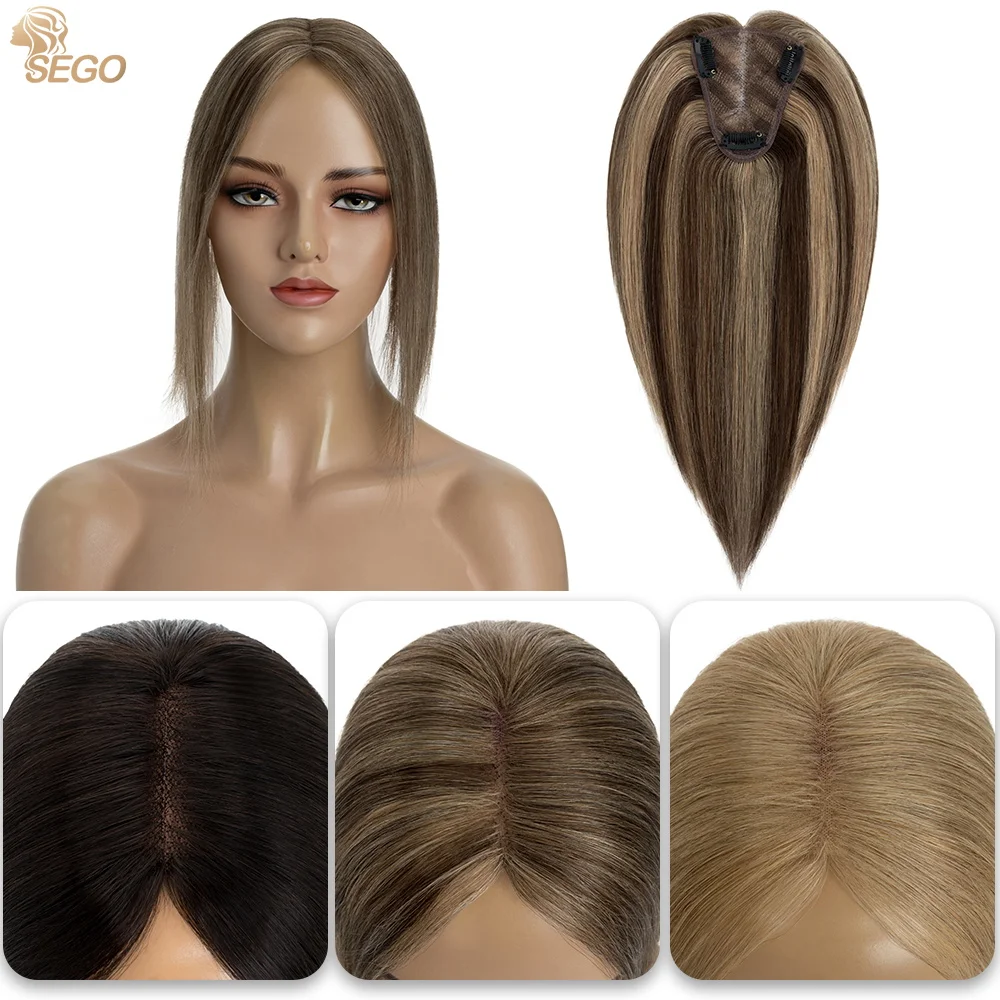 Top Trends: SEGO Human Hair Toppers For Women Hand-Tied Hair Toppers With Lace Base 8x10cm Straight Natural Hairpieces Shoppable Styles