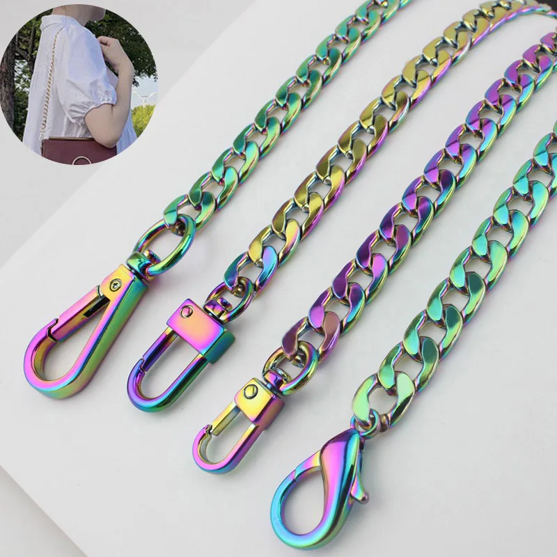 Top Trends: 30 / 45 / 60 / 100 / 110 / 120 / 130 / 140cm Rainbow Chain Bags Purses Strap Accesscmory Quality Plating Cover Flat Chain DIY Shoppable Styles