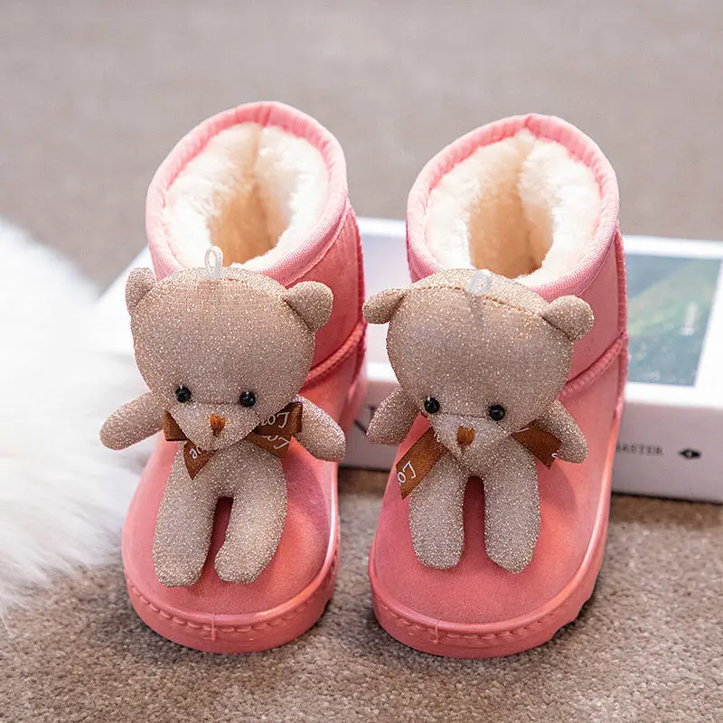 Top Trends: Cute Bear Baby Snow Boots Girls Plus Velvet Thick Warm Cotton Shoes Baby Toddler Shoes Autumn And Winter Boots Kids Snow Boots Shoppable Styles