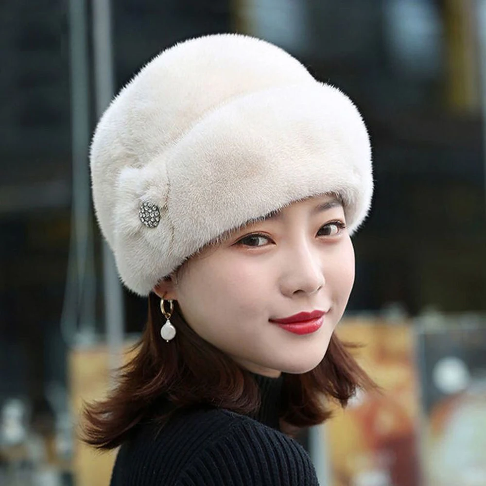 Top Trends: Winter Women Faux Mink Fur Hats Natural Fur Warm Caps Soft Imitation Fur Hat Ladies Beanie Female Thicken Plush Bonnet Hats Shoppable Styles - Image 5