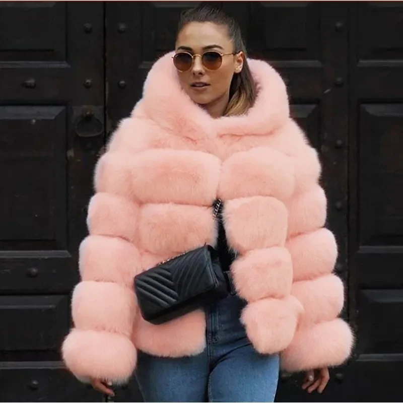 Top Trends: Hooded Splicing Fur Jackets Coat High Quality Trend Fur Coats Outwear Women Long Sleeve Winter Fashion Fluffy Short Coats Shoppable Styles