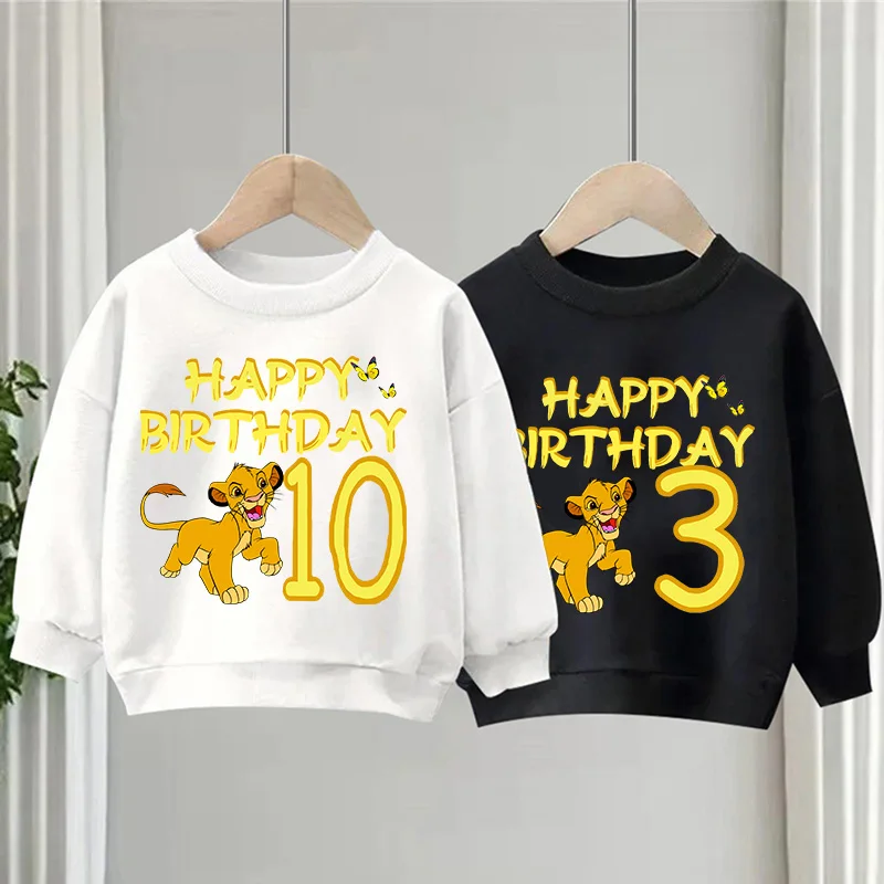 Top Trends: Lion King Kid Sweatshirts Birthday Number 1~9 Children Pullover Disney Cartoons Boy Girl Hoodie Casual Clothes Little Baby Tops Shoppable Styles