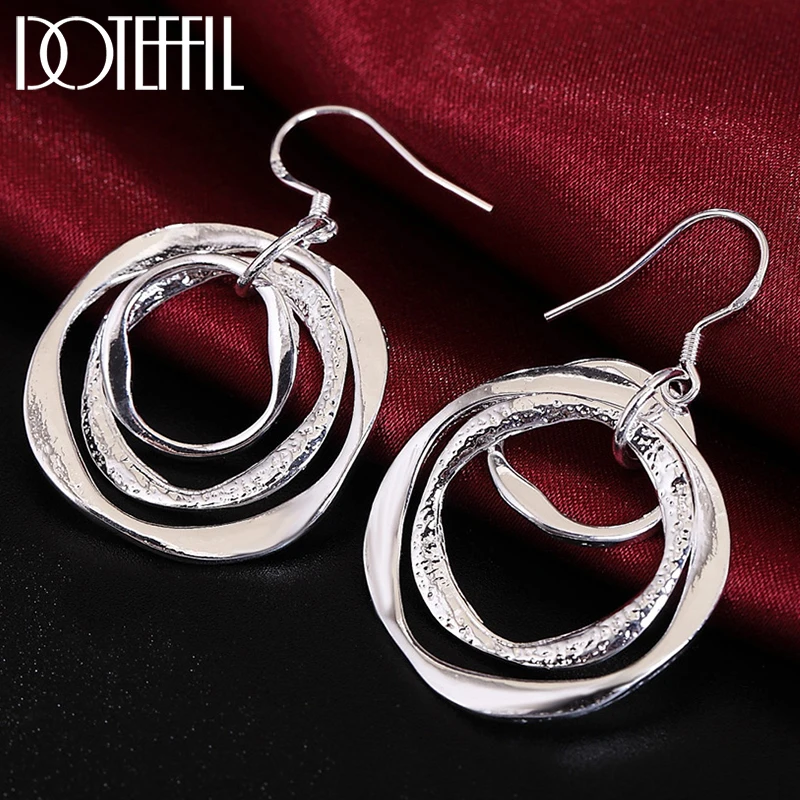 Top Trends: DOTEFFIL 925 Sterling Silver Three Circle Drop Earring For Women Lady Wedding Engagement Party Fashion Jewelry Shoppable Styles