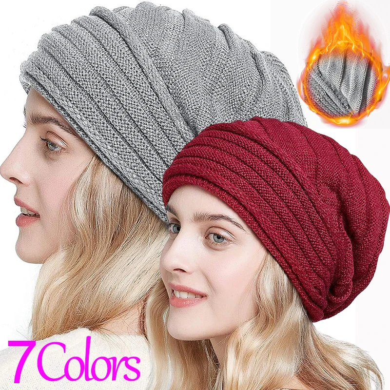 Top Trends: Fashion Knitted Baggy Beanie Oversized Winter Hat Ski Slouchy Cap Skullies Beanies Women Men Winter Wool Warm Cap Beanies Unisex Shoppable Styles