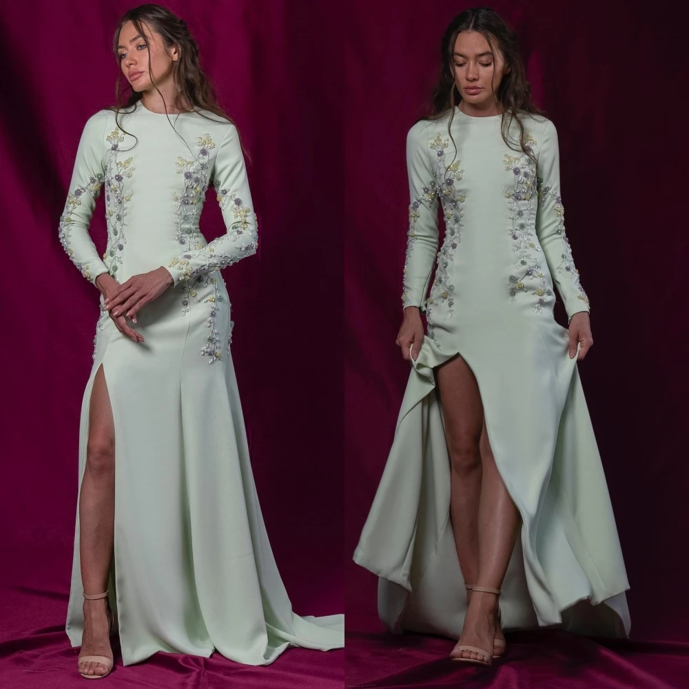 Top Trends: Simple Jewel A-line Floor Length Prom Dresses Formal Ocassion Gown Beading Satin Oud, insence, burner, Mosque, gold, silk فستان سهرة Shoppable Styles