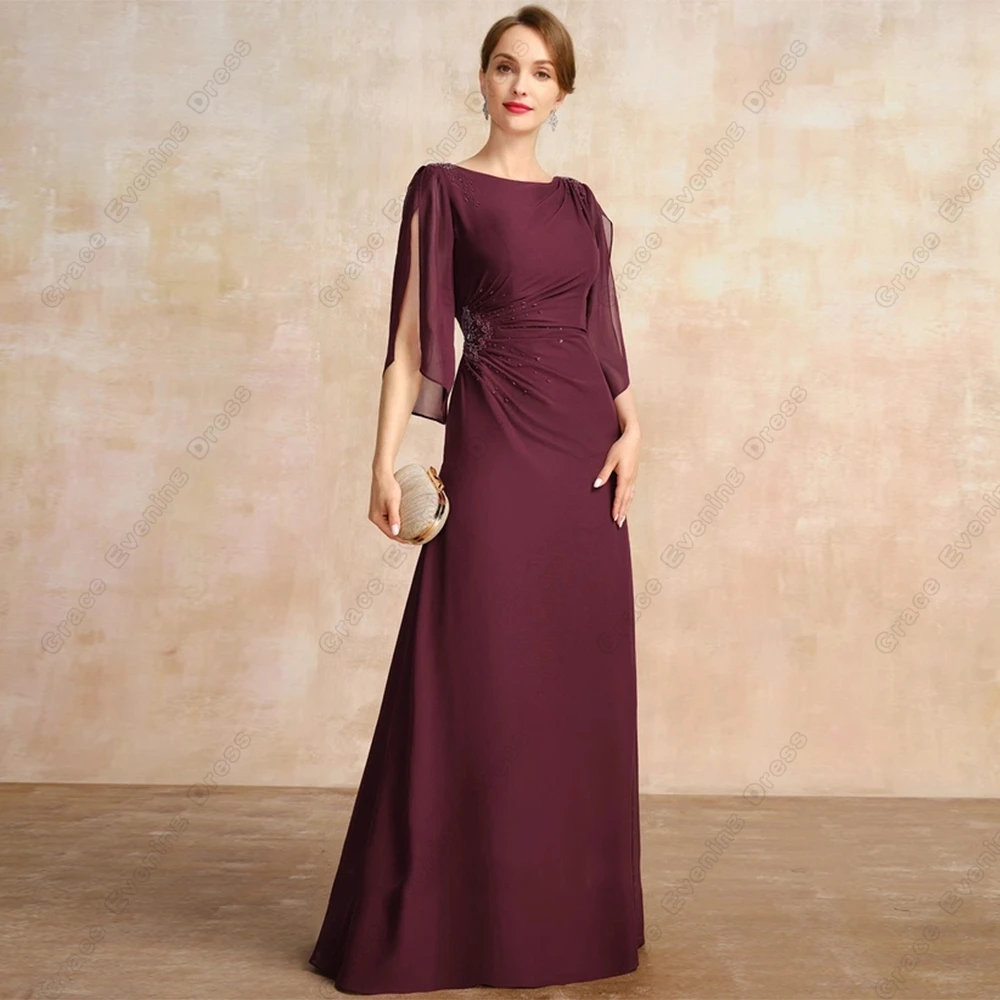 Top Trends: Scoop Mother Of Bride Dresses Simple Three Quarter Sheath Jersey 2023 Summer Pleat Wedding Party Gown Vestido De Noche Shoppable Styles