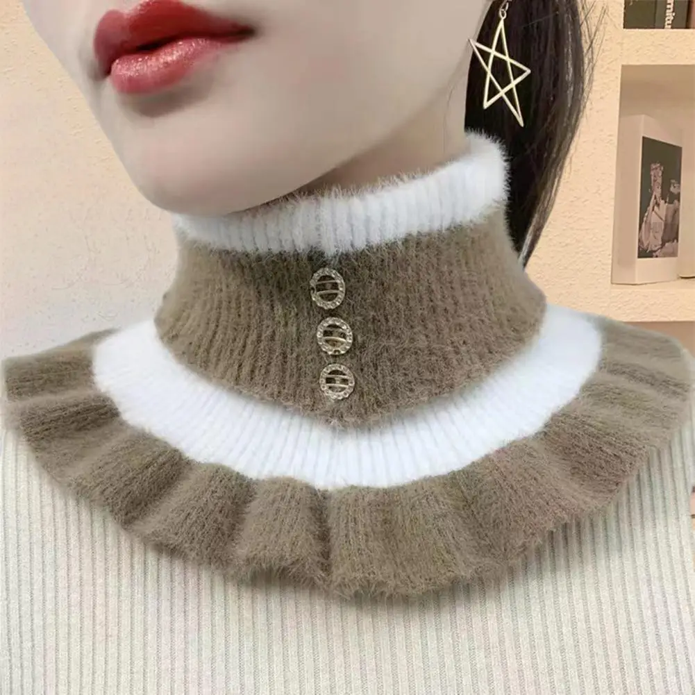 Top Trends: Women&#039;s Winter Scarf Fake Turtleneck Color Block Cycling Thickened Elastic Neck Sleeve Knitted Warm Decorative Neck Protector Shoppable Styles