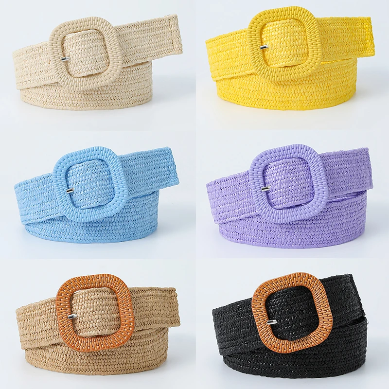 Top Trends: Woven Belts For Women Ladies Trend Luxury Dress Accessories Gothic Retro Bohemian Elastic Wide Waistband Fake Straw Waist Belt Shoppable Styles