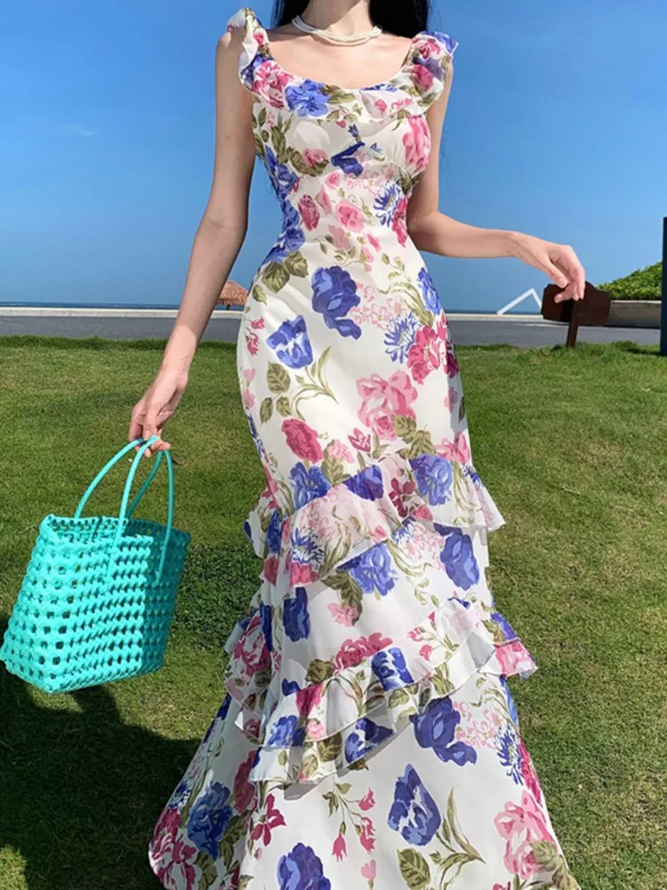 Top Trends: Summer Women Floral Bodycon Slim Party Dress Sleeveless Casual Birthday One Pieces Robe Chic Elegant Female Clothings Vestidos Shoppable Styles