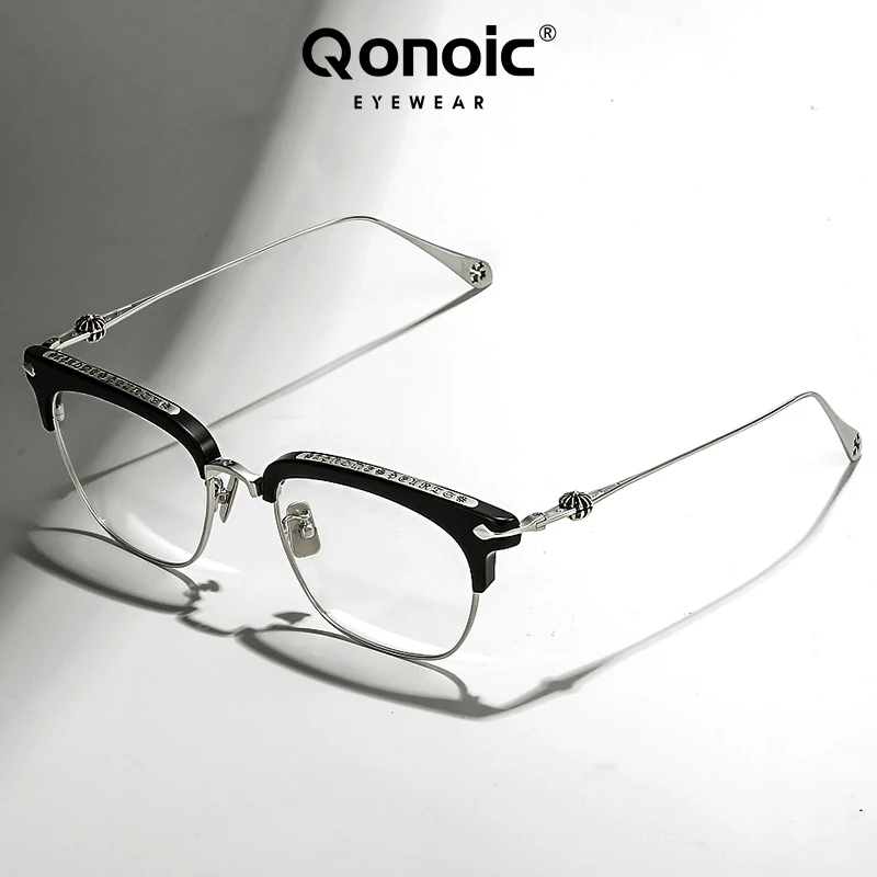 Top Trends: QONOIC Pure Titanium Glasses Frame Men Square EyewFrames Square Myopia Prescription Eyeglasses Frames 2023 New Full Optical Eyew Shoppable Styles