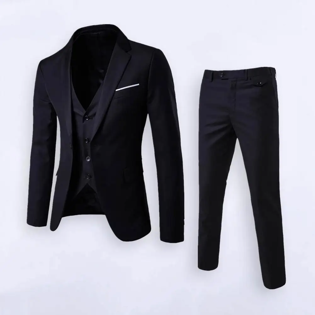 Top Trends: 1 Set Men Blazer Pants Plus Size Long Sleeve Slim Fit Business Suits Temperament One Button Pockets Suit Set Men Office Clothes Shoppable Styles