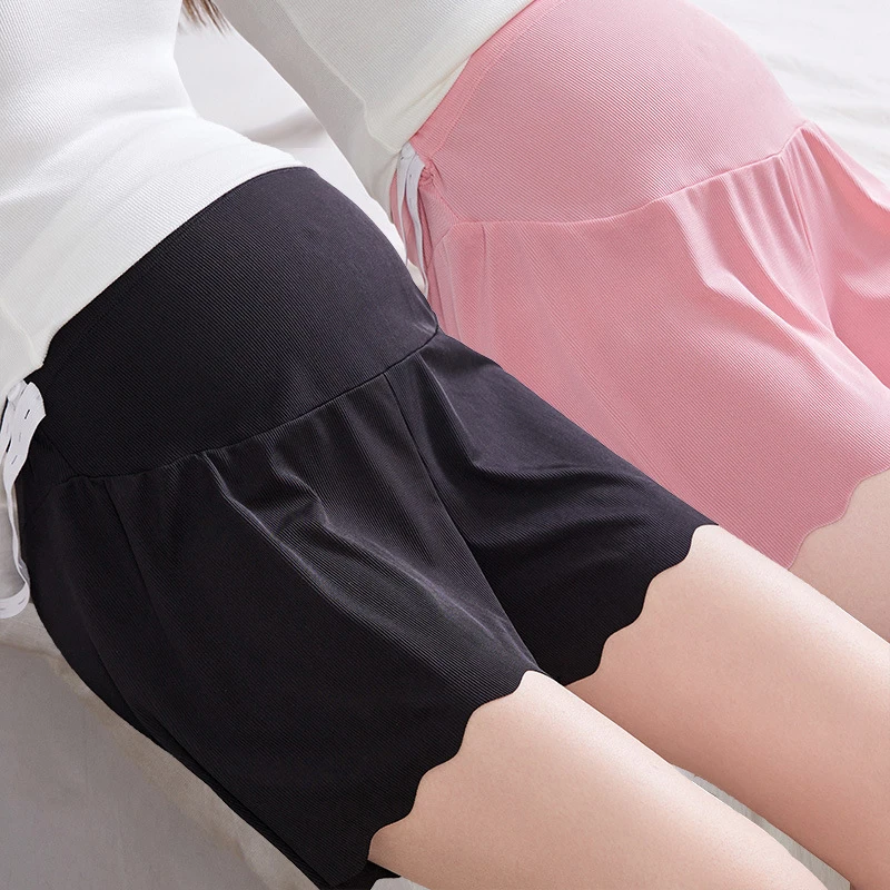 Top Trends: Soft Short Maternity Pants For Pregnant Women Summer High Waist Solid Breathable Elastic Sexy Mini Capris Pregnancy Ice Silk Shoppable Styles