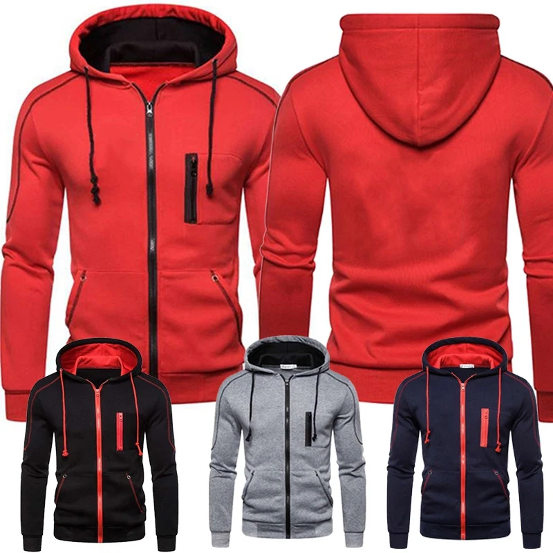 Top Trends: Personality Hoodies Men's Fashion Slim Fit Hoodie Hooded Casual Spring Autumn Winter Fleece Zipper Jackets Shoppable Styles