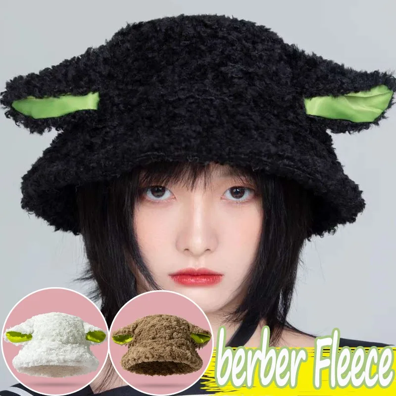 Top Trends: 2023 Cute Women Lamb Wool Bucket Hat Winter Sheep Ear Plush Panama Caps For Girls Warm Faux Fur Soft Female Fisherman Sun Hats Shoppable Styles