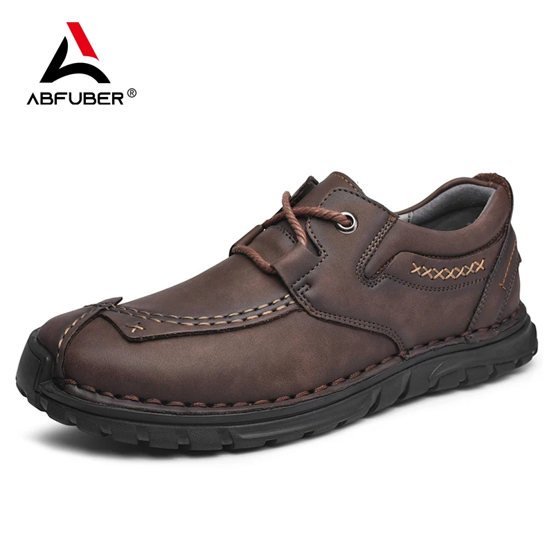 Top Trends: New Autumn Casual Leather Shoes Men Comfortable Outdoor Leather Men Shoes Slip On Breathable Flats Shoe Hot Sale Loafers Shoppable Styles