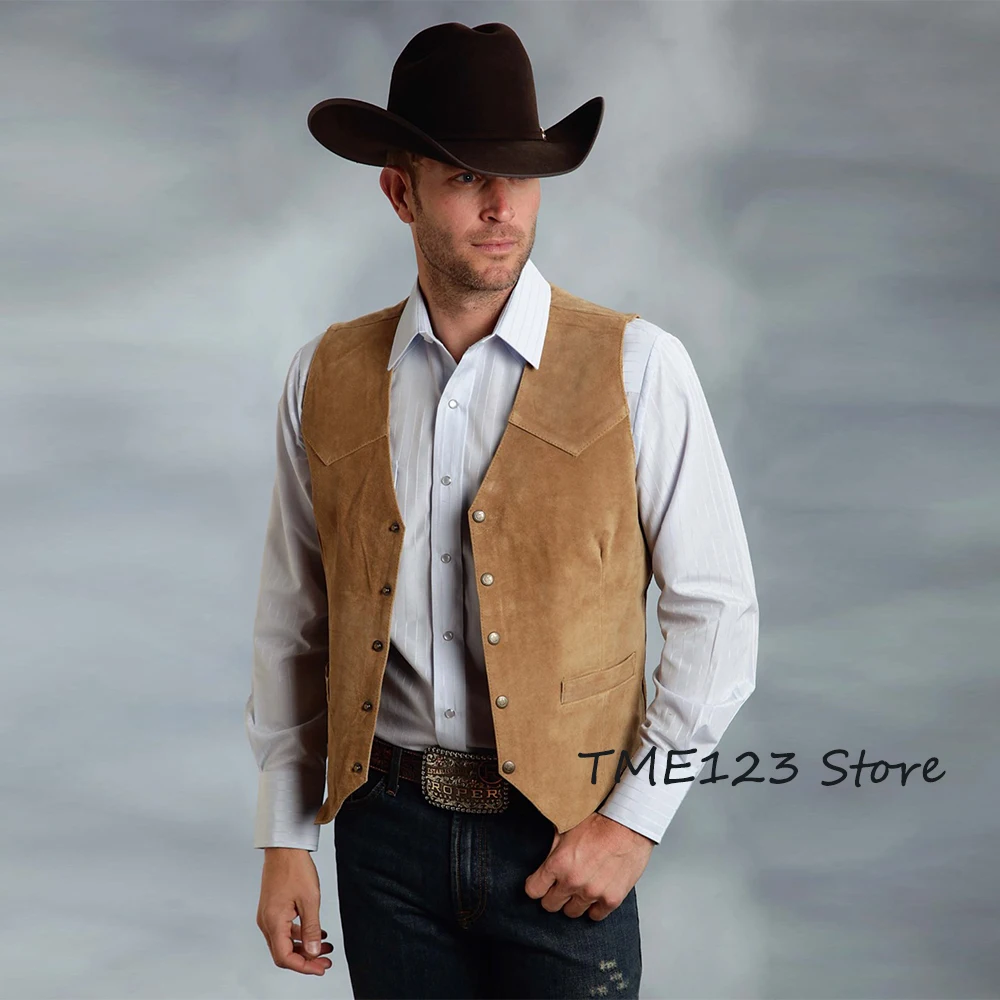 Top Trends: Men&#039;s Suede Slim Fit Single Breasted Vest Casual Western Denim Vest 5 Buttons Fashion Classic Clothing Fast Delivery Shoppable Styles